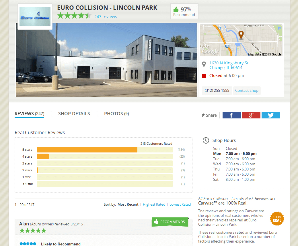 Carwise profile page