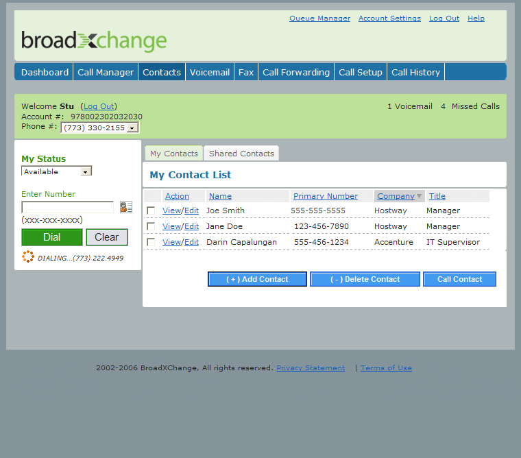 Hostway Corporation - BroadXchange screen shot