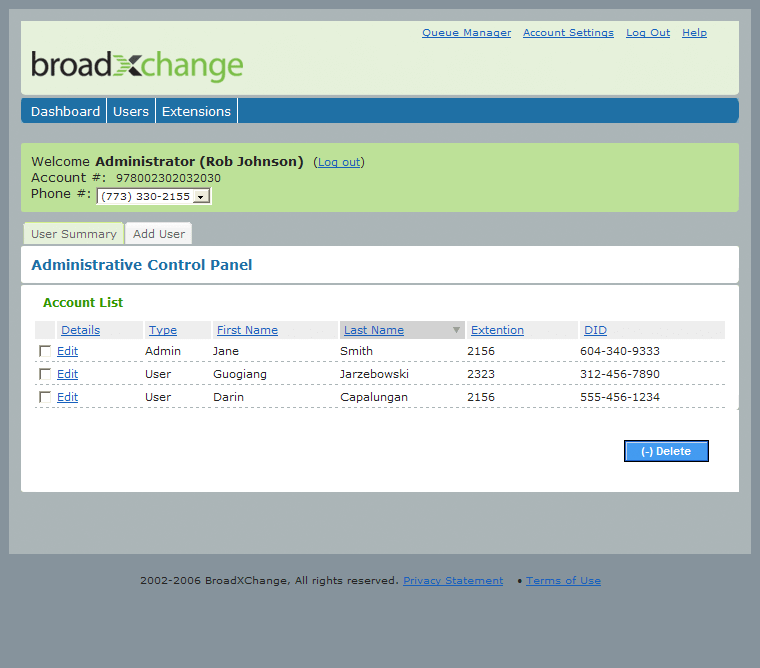 Hostway Corporation - BroadXchange screen shot