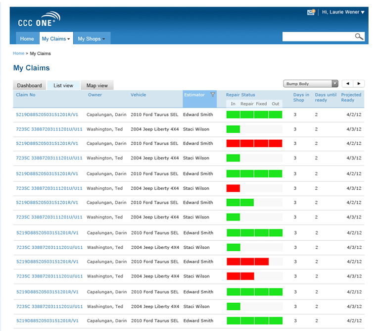 my claims - List view